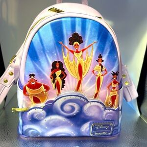 Disney Loungefly Hercules Muses Clouds Purple Backpack with Whimsical Design